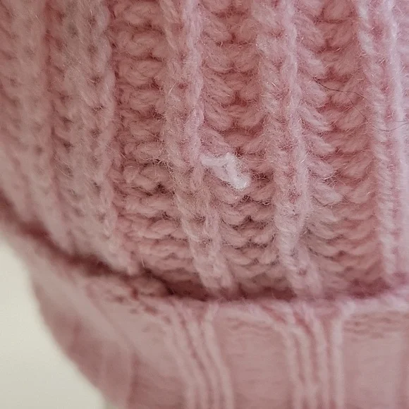NWT C by Bloomingdale's Cashmere Ribbed Beanie Powder Pink One Size - Picture 8 of 12